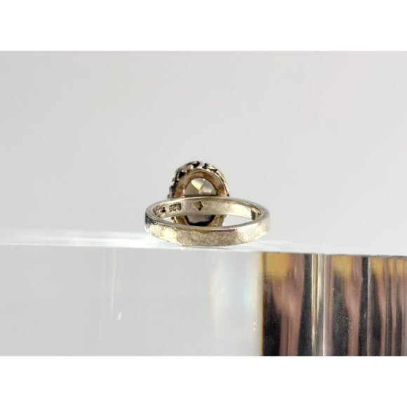Smokey Quartz Abstract SW Style 925 Sterling Silver Vintage Ring - sz 7.25 - Picture 6 of 15